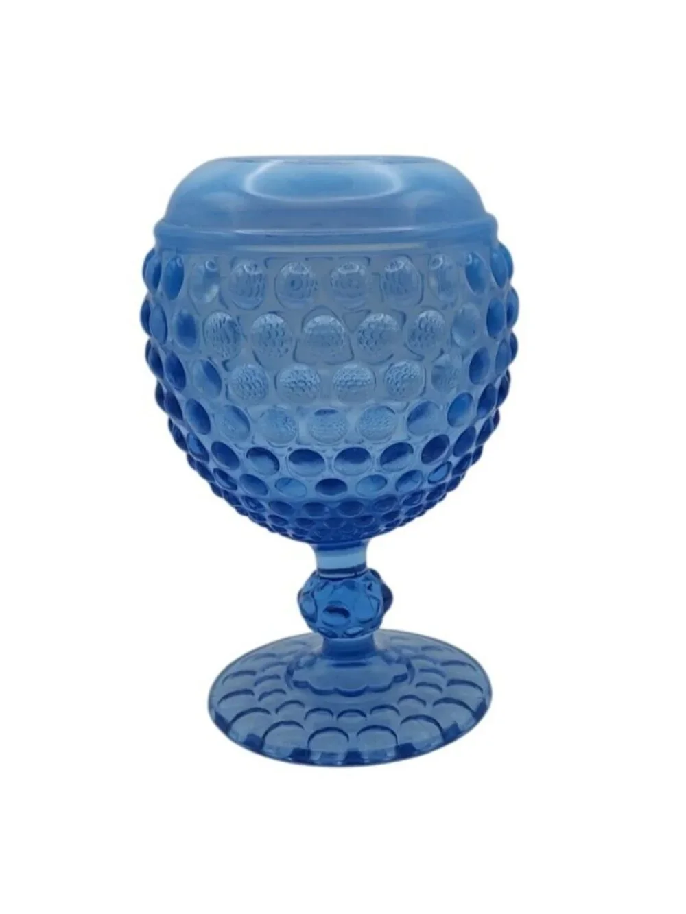Imperial Pressed Glass Opalescent Hobnail Ball Pedestal Vase Rose Bowl Vintage